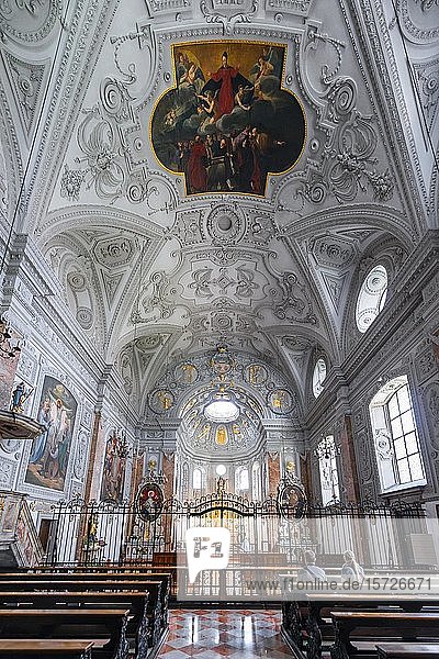 Interior  ceiling vault and chancel room  Jesuit church  Hall in Tyrol  Tyrol  Austria  Europe