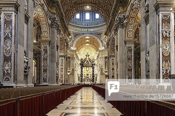 Nave  interior  Vatican  St. Peter's Basilica  Rome  Lazio  Italy  Europe