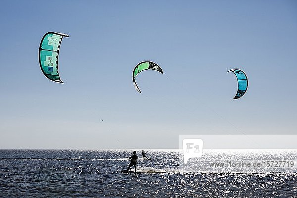 Kite-Surfer auf der Nordsee  St. Peter-Ording  Nordfriesland  Schleswig-Holstein  Deutschland  Europa