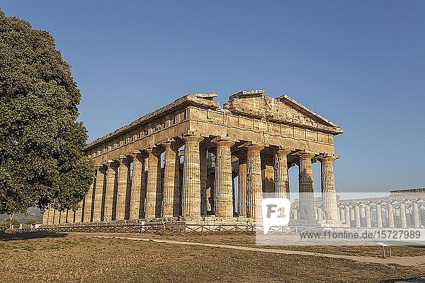 Griechischer dorischer Tempel  Tempel der Hera  Archäologische Seite von Paestum  Cilento-Nationalpark  Salerno  Kampanien  Italien  Europa