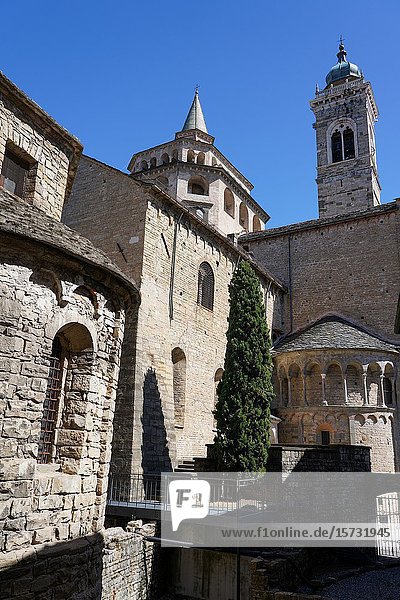 Temple of Santa Croce and Santa Maria Maggiore Basilica  Bergamo  Lombardia  Italy  Europe.
