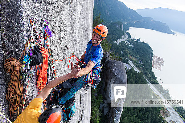 Big wall climbing with portaledge  Squamish  British Columbia  Canada