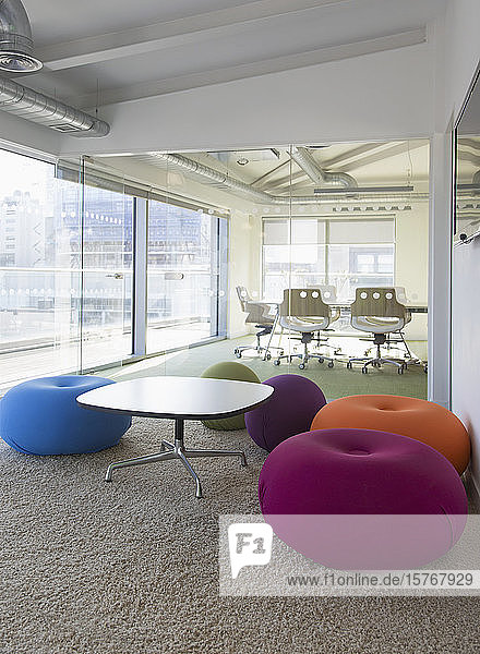 Multicolor cushions in creative office space