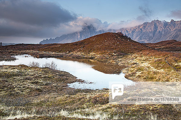 Scenic mountain view Bleik Andenes Vesteralen Norway