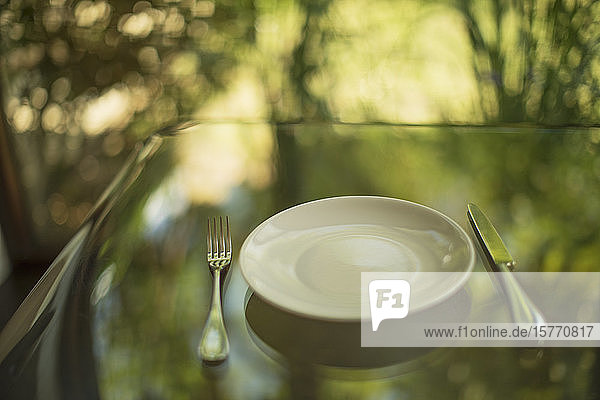 Placesetting on glass table