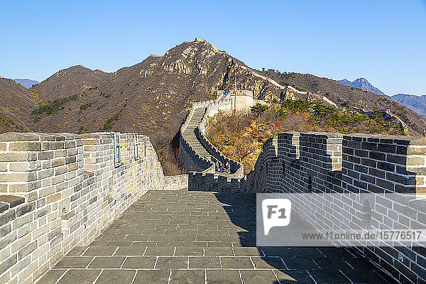 View of Great Wall of China at Huanghua Cheng (Yellow Flower) UNESCO World Heritage Site Xishulyu Jiuduhe Zhen Huairou People's Republic of China Asia