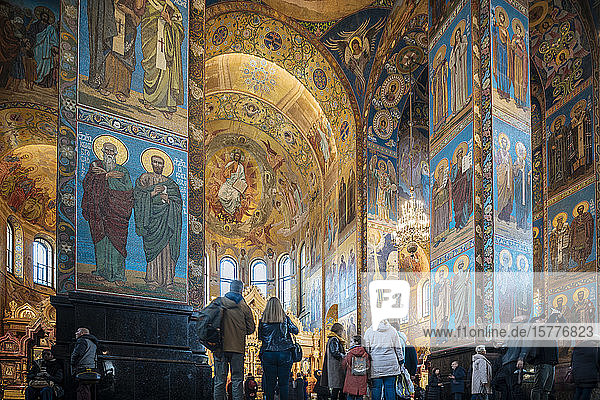 Innenraum der Kirche des Erlösers auf vergossenem Blut (Auferstehungskirche)  UNESCO-Weltkulturerbe  St. Petersburg  Gebiet Leningrad  Russland  Europa