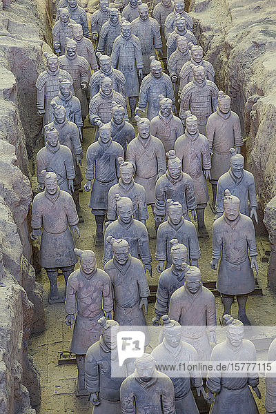 View of Terracotta Warriors in the Tomb Museum  UNESCO World Heritage Site  Xi'an  Shaanxi Province  People's Republic of China  Asia