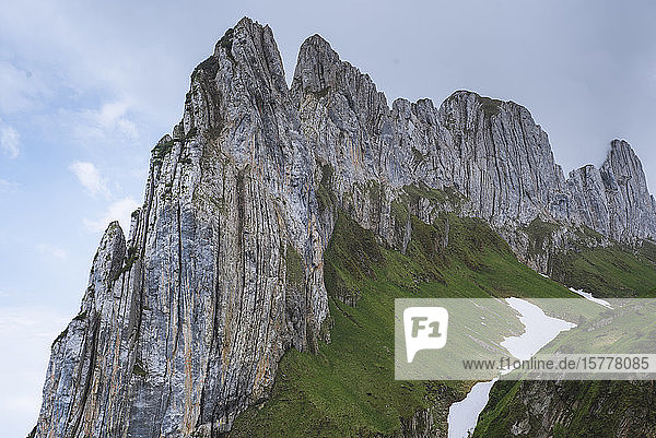 Cliff at Kreuz Mountains in Appenzell Switzerland