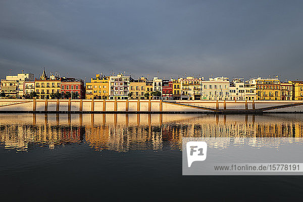 City skyline with Guadalquivir river in Seville Spain