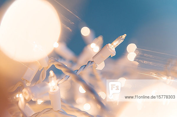 Illuminated fairy lights in soft focus