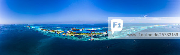 Malediven  Luftpanorama der Olhuveli- und Bodufinolhu-Inseln im Sommer