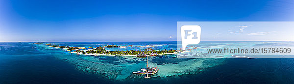 Malediven  Luftpanorama der Olhuveli- und Bodufinolhu-Inseln im Sommer
