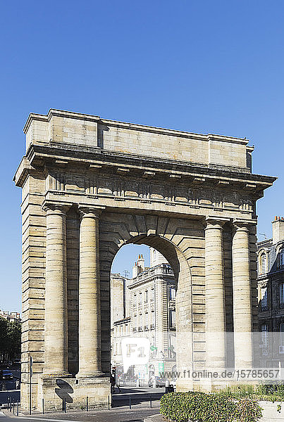 France Gironde Bordeaux Clear sky over Gate of Burgundy