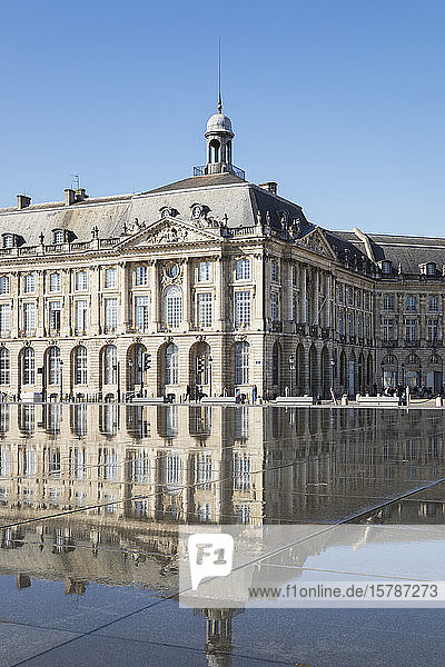 France Gironde Bordeaux Place de la Bourse reflecting in Miroir dEau pool