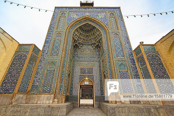 Mozaffari Jame Mosque or Friday Mosque Façade decorated with floral patterns Kerman Kerman Province Iran Asia