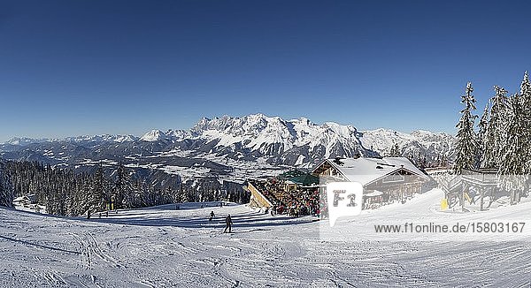 Ski area Planai with view to the Schafalm and the Dachstein massif Schladming Styria Austria Europe