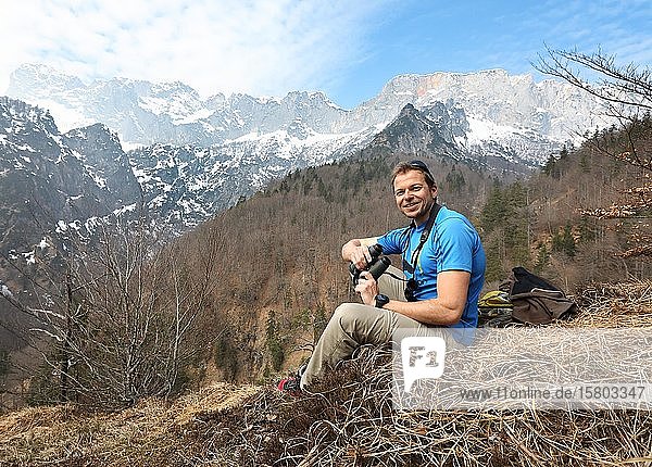 Nature guide in the Berchtesgaden Alps  biologist Toni Wegscheider  Upper Bavaria  Bavaria  Germany  Europe
