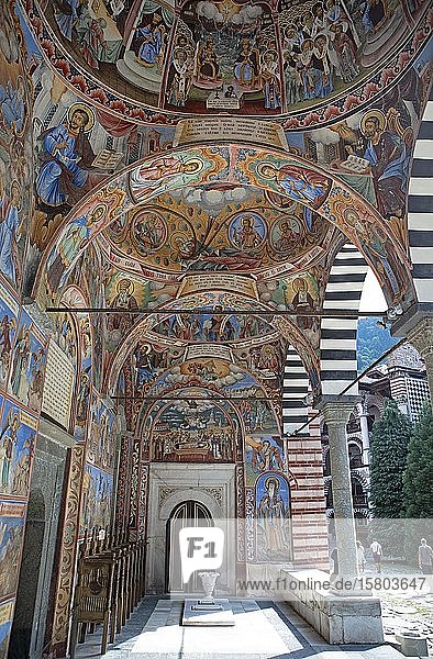 Wall and ceiling painting  Sveta Bogoroditsa Monastery Church  Rila Orthodox Monastery  UNESCO World Heritage Site  Bulgaria  Europe