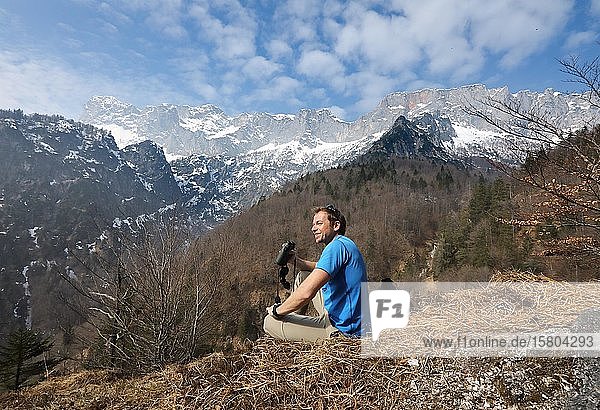 Nature guide in the Berchtesgaden Alps  biologist Toni Wegscheider  Upper Bavaria  Bavaria  Germany  Europe