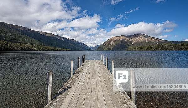 Steg am Rotoiti-See  Nelson Lakes National Park  Tasmanischer Bezirk  Südinsel  Neuseeland  Ozeanien