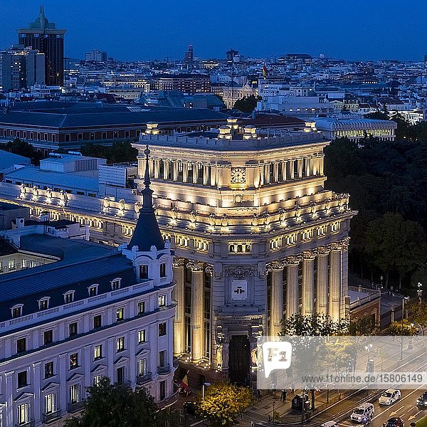 Headquarters  Headquarters  of the Spanish Cultural Institute  Institute  Instituto Cervantes  by night  Madrid  Spain  Europe