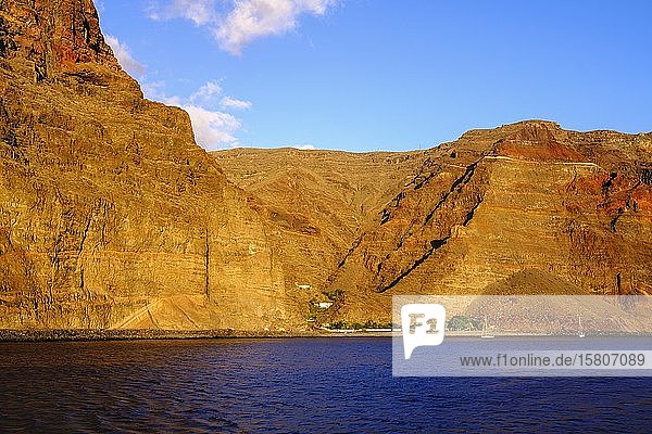 Playa de Argaga und Argaga-Schlucht bei Vueltas  Valle Gran Rey  La Gomera  Kanarische Inseln  Spanien  Europa