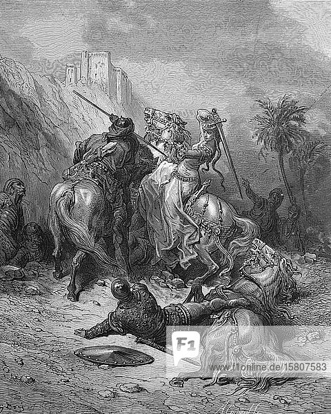 Ritter  Frau kämpft gegen die Mauren im fünften Kreuzzug  1221  Israel  Asien