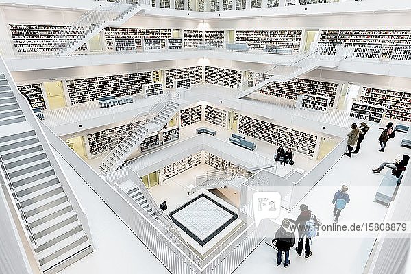 Stadtbibliothek  Innenansicht  Architekt Eun Young Yi  Stuttgart  Baden-Württemberg  Deutschland  Europa