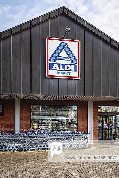 Aldi-Nord-Logo am Supermarkt  Datteln  Nordrhein-Westfalen  Deutschland  Europa