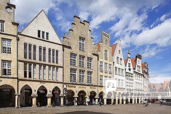 Giebelhäuser am Prinzipalmarkt  Stadt Münster  Nordrhein-Westfalen  Deutschland  Europa