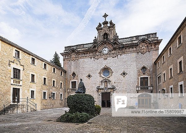 Sanctuary and monument to Bishop Pere-Joan Campins in the monastery of Lluc Santuari de Lluc Serra de Tramuntana Majorca Balearic Islands Spain Europe