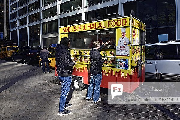 Food Stall Imbiss-Stand Wall Street Manhattan New York City New York State USA Nordamerika