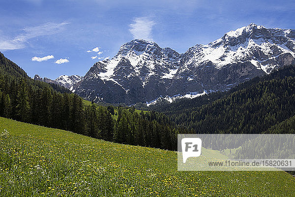 Panoramic mountain view in Val Badia Alto Adige Italy