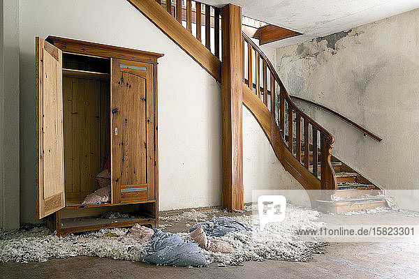 Decaying bathhouse in Mitterbad near St Pankraz in Ulental Valley South Tyrol Italy