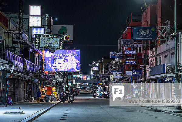 der leere Touristen-Hotspot Khaosan Road während der Covid-19-Pandemie