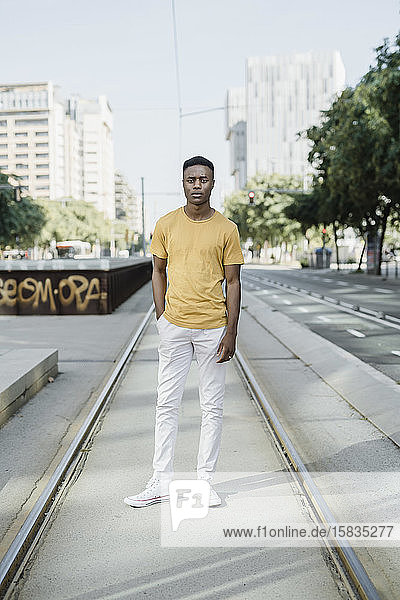 Portrait of a boy in the city of Barcelona
