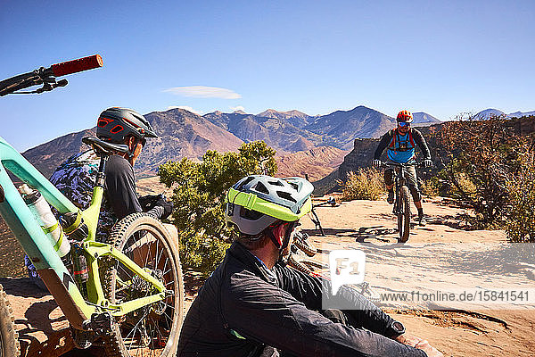 Mountainbiker auf dem Whole Enchilada Trail in Moab  Utah.