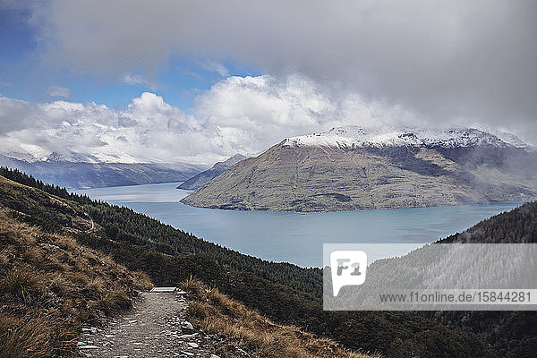 View of Lake Wakatipu from Ben Lomond trail  Queenstown  New Zealand