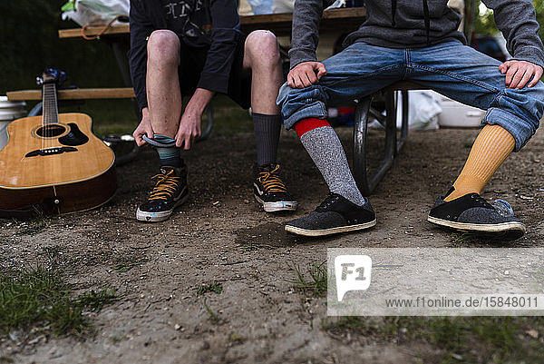Teen Boys Wear Mismatched Colorful Socks
