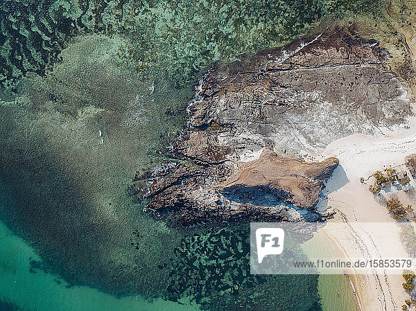 Luftaufnahme des Tanjung Aan Strandes Lombok Indonesien
