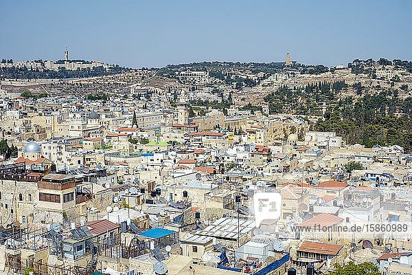 Hochwinkelansicht historischer Gebäude in der Altstadt  Jerusalem