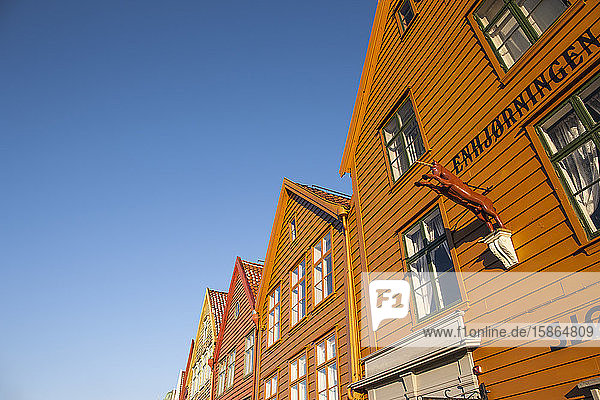 Traditionelles Holzgebäude  Bergen  UNESCO-Weltkulturerbe  Norwegen  Skandinavien  Europa