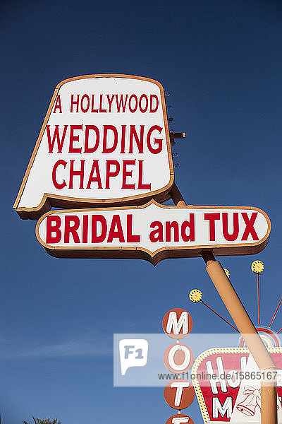 Motel und Hochzeitskapelle Schild. Las Vegas  Nevada  Vereinigte Staaten von Amerika  Nordamerika