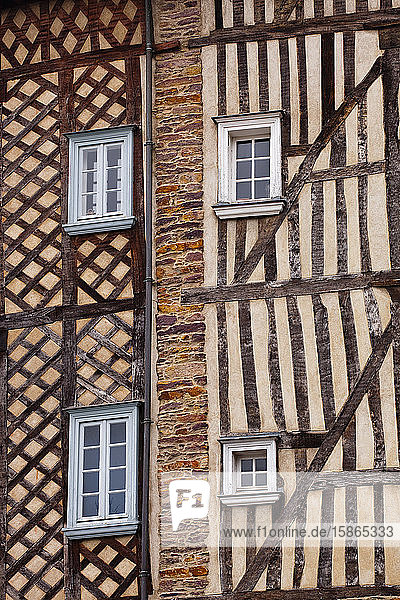 Timber framed houses in the city of Rennes. Ille-et-Vilaine  Brittany  France  Europe