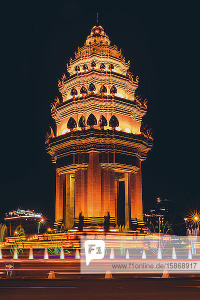 Independence Monument at night in Phnom Penh; Phnom Penh Phnom Penh Cambodia