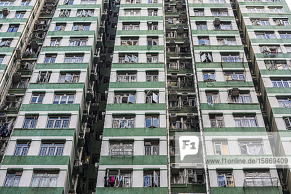 Detail of high-rise apartment buildings; Hong Kong  China
