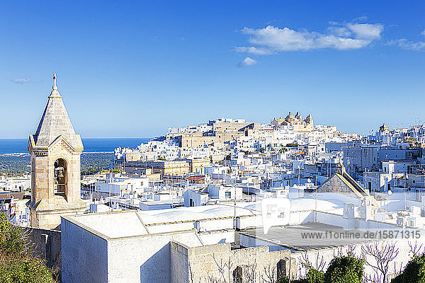 The white village of Ostuni called The White City Ostuni Apulia Italy Europe