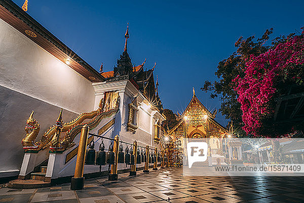 Sonnenaufgang im Wat Phra That Doi Suthep Tempel  Chiang Mai  Thailand  Südostasien  Asien