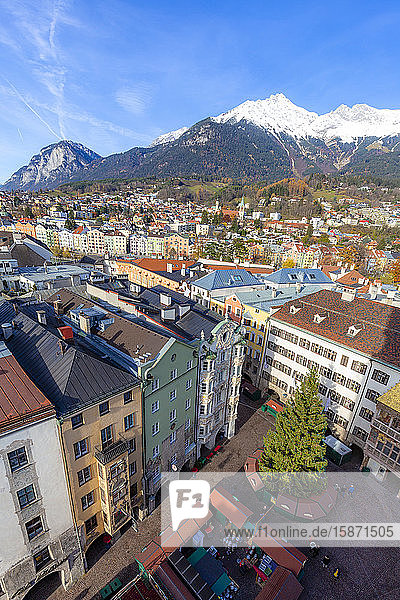 City of Innsbruck from above Tyrol Austria Europe